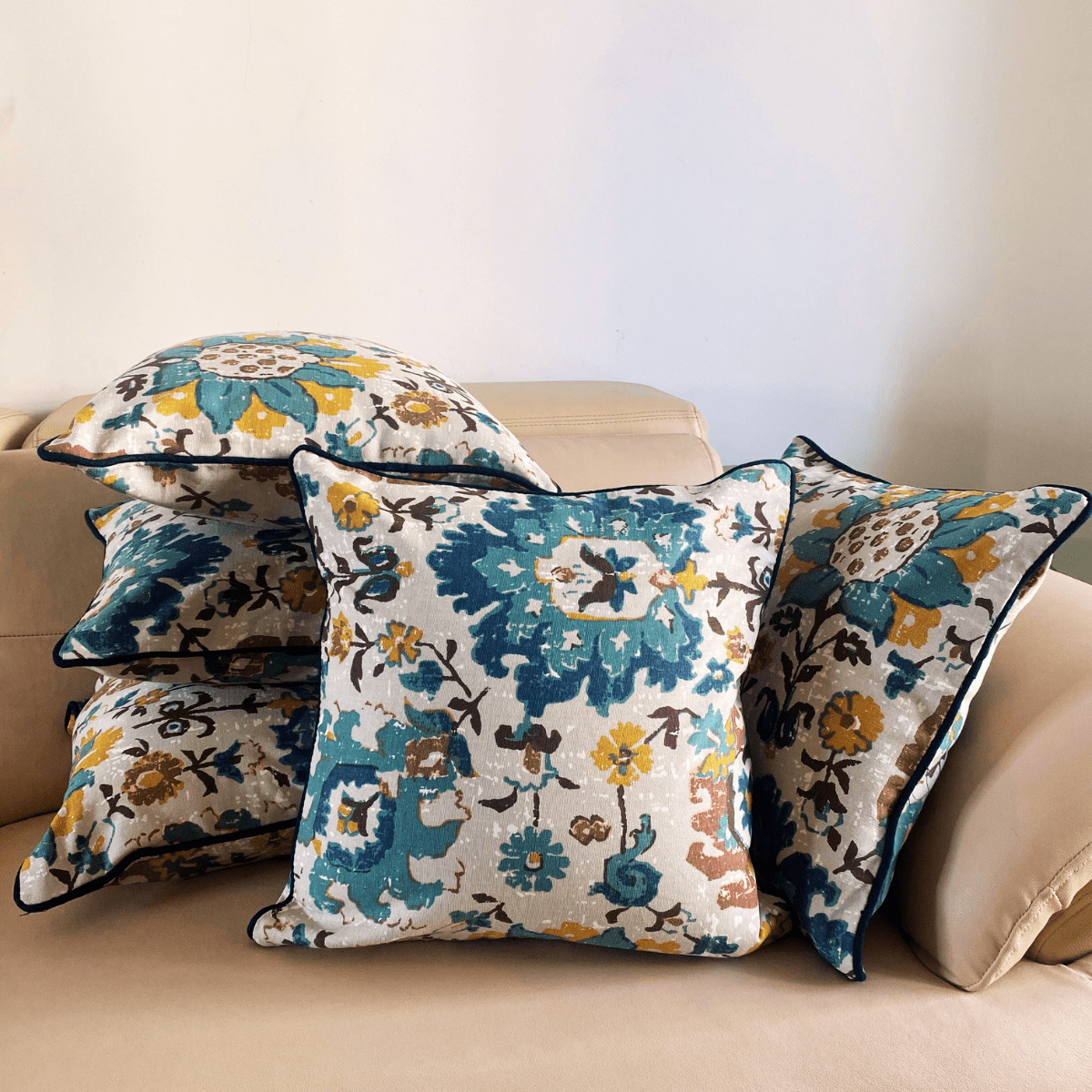 Wildwood Printed Cushion Covers, 16" x 16", Pack of 5 - Coral Slub -